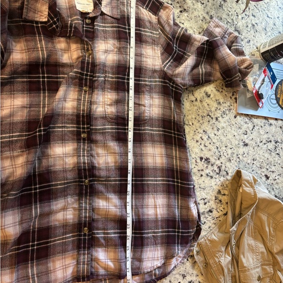 Women’s American Eagle button up soft plaid shirt L boyfriend fit western y2k - Picture 8 of 9